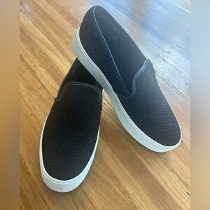 Vince Brendan Coastal Platform Black Textured Fabric Slip-on Sneaker, Sz 8